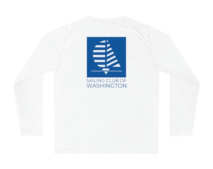 SCOW PERFORMANCE SHIRT (Square Logo): White Long Sleeve Tech Shirt