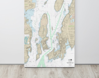 Newport Nautical Charts: Thin Canvas, Posters, Nautical Art, Maps, Sailing, Nautical Art from Annapolis, Chesapeake Bay, Nantucket and more