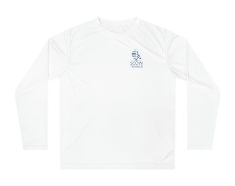 SCOW TRAINER SHIRT (Square Logo): White Long Sleeve Tech Shirt