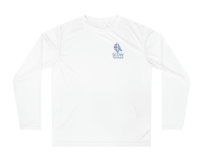 SCOW TRAINER SHIRT (Square Logo): White Long Sleeve Tech Shirt