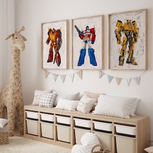 Set di stampe Transformers di 12, Download digitale, Stampa poster da parete, Poster Transformers, Stampabile per bambini, Arredamento della camera dei ragazzi