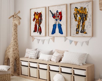Transformers Print set of 12, Digital Download,Wall Art Poster Print, Transformers Poster,Printable For Kids, Boys Room Decor