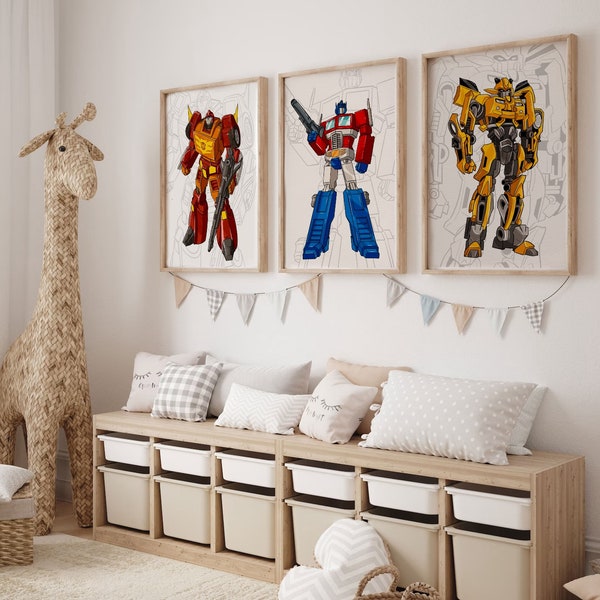 Transformers Print set of 12, Digital Download,Wall Art Poster Print, Transformers Poster,Printable For Kids, Boys Room Decor