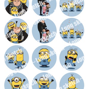 minion Birthday cupcake toppers ,centrepiece,cake topper| digital,download,printable | watercolor ,kids party