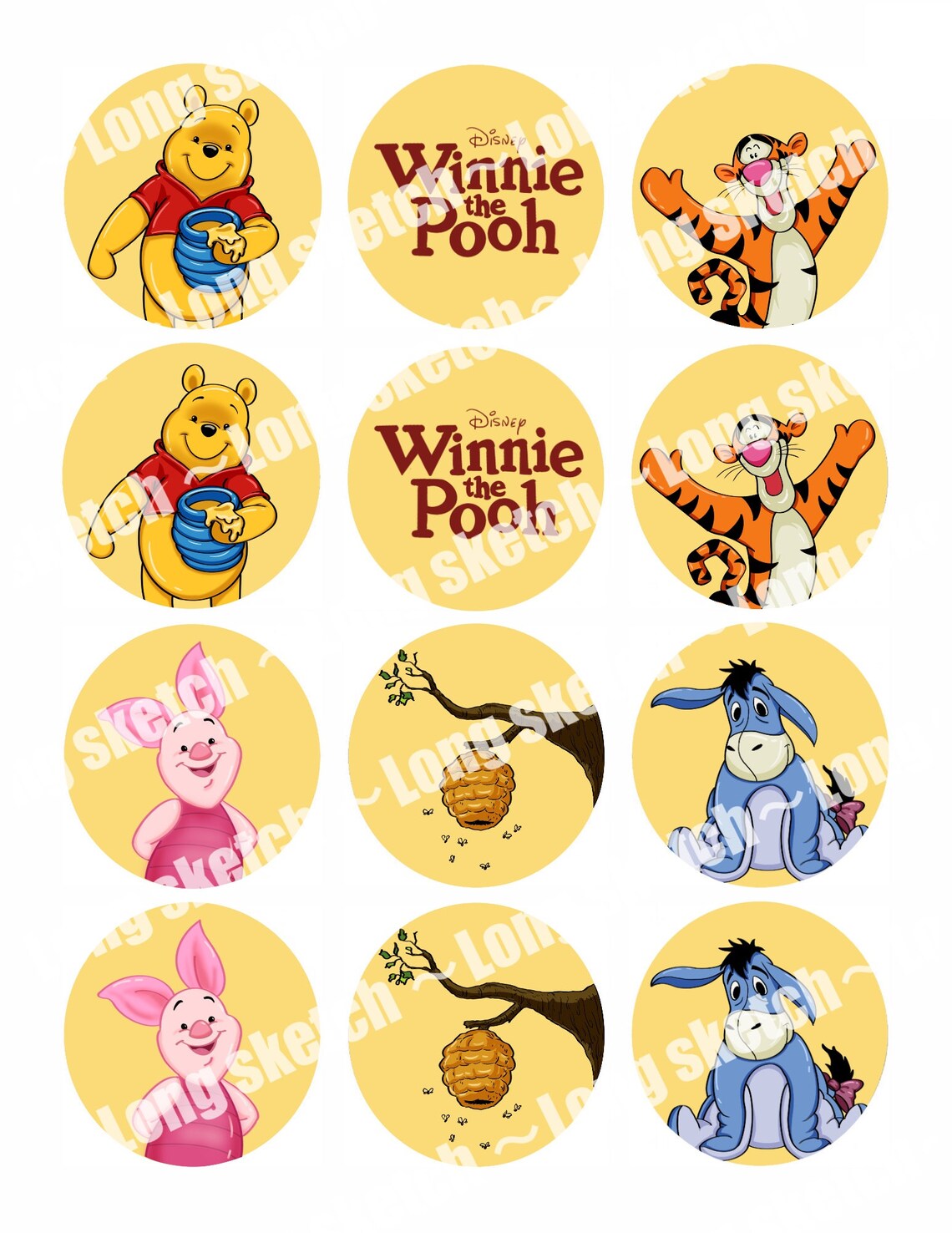 Winnie the Pooh Cupcake Toppers Cupcake Toppers Digital Template Winnie