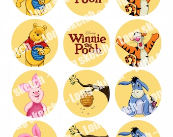 Winnie the Pooh cupcake toppers | cupcake toppers | digital | template |  Winnie the Pooh templates | PDF
