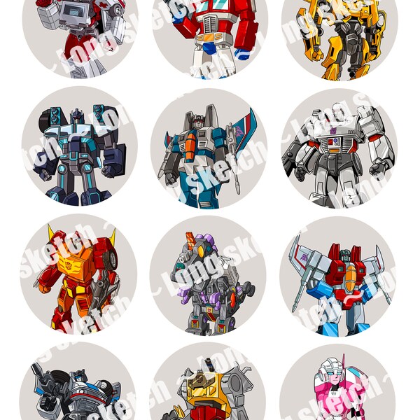 Transformers Cupcake Toppers Printables Etsy