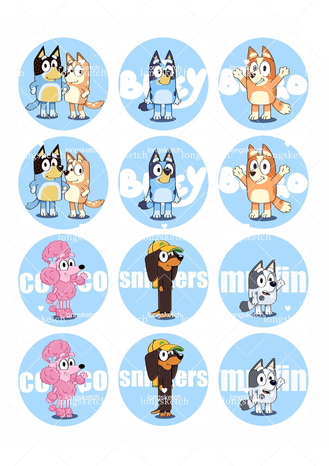 Bluey Birthday Cupcake Toppers centrepiececake Topper Etsy Canada