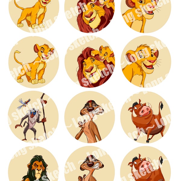 lion king Birthday cupcake toppers ,centrepiece,cake topper| digital,download,printable | watercolor ,kids party