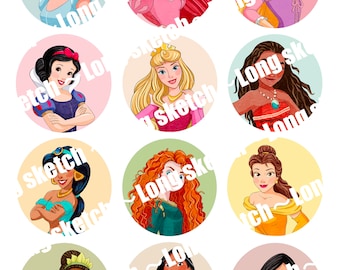 Disney princess  Cake Topper ，princess Birthday cupcake toppers ,princess cake topper| digital,download,printable  ,kids party