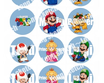 Super Mario cupcake toppers | cupcake toppers | digital | template | super Mario templates | PDF|