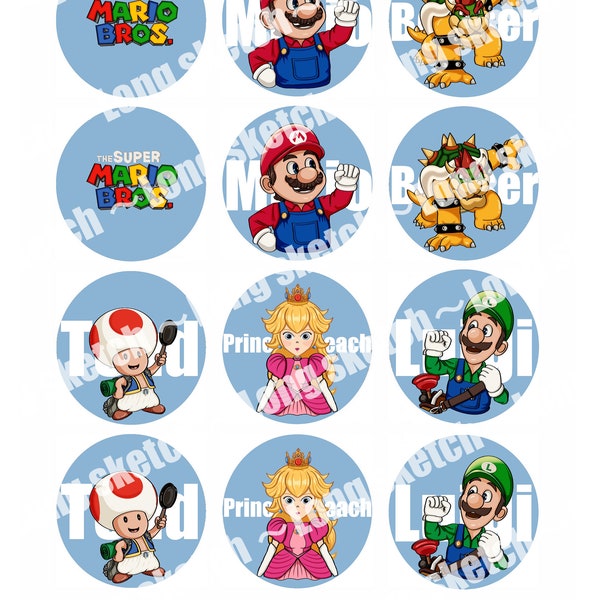 Super Mario Cupcake Topper | Cupcake Topper | digital | Vorlage | super Mario Vorlagen | PDF|