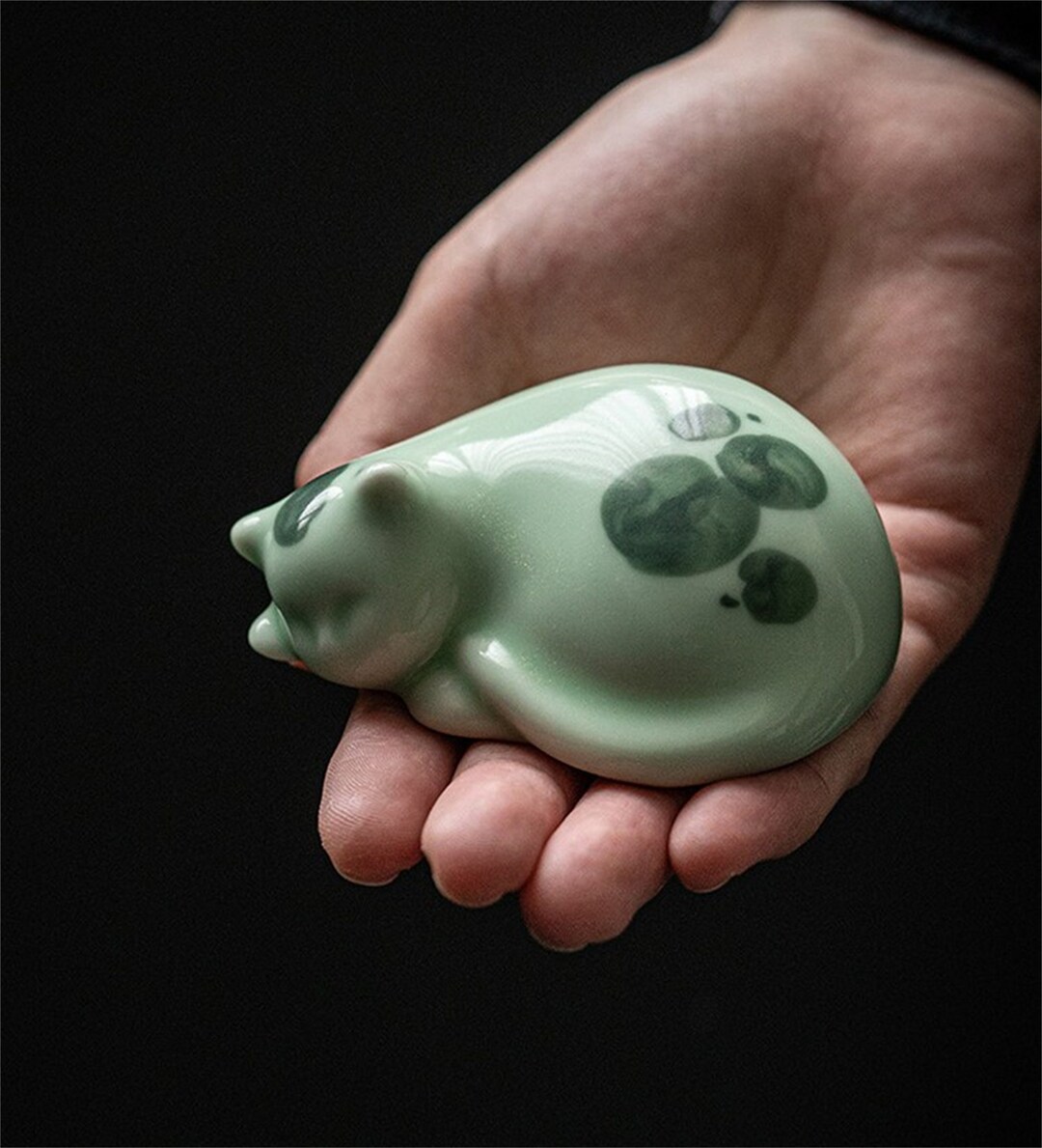 Ceramic Cat Tea Pet Handmade Cat Tea Pet Cute Animal Tea Etsy