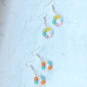 Colorful Daisy Beaded Flowers Dainty Earrings