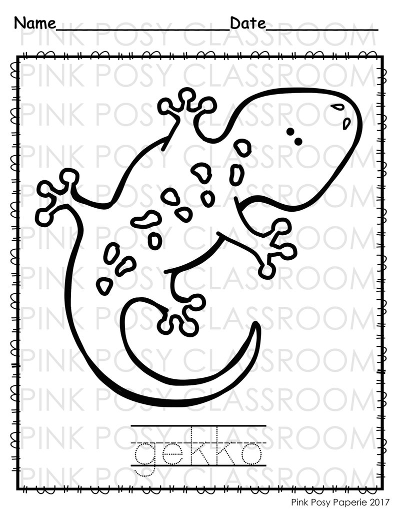 Reptiles and Amphibians Coloring Pages, Color and Trace the Word