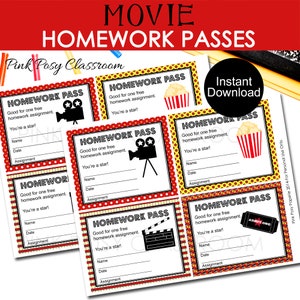 Film Hausaufgaben Pässe, Klassenzimmer Management, Sofort Download, Lehrer Ressourcen, Klassenzimmer Material, Hausaufgaben Vorlage, Klassenzimmer Spiel
