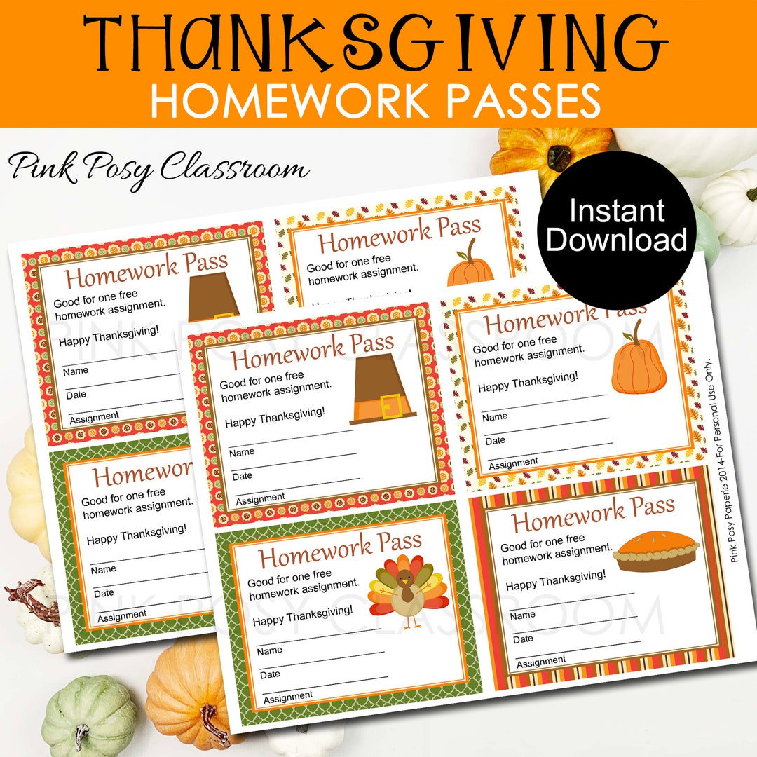 thanksgiving homework pass free