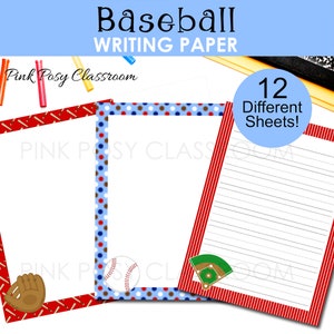 Baseball Writing Paper, Baseball Printable Paper, Lined Paper, Unlined Paper, Baseball Stationery, Story Writing, Sports Research Paper
