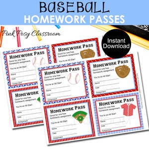 Passe de devoirs de baseball, gestion de classe, téléchargement immédiat, ressources pour enseignants, matériel de classe, modèle de devoirs, jeu de classe