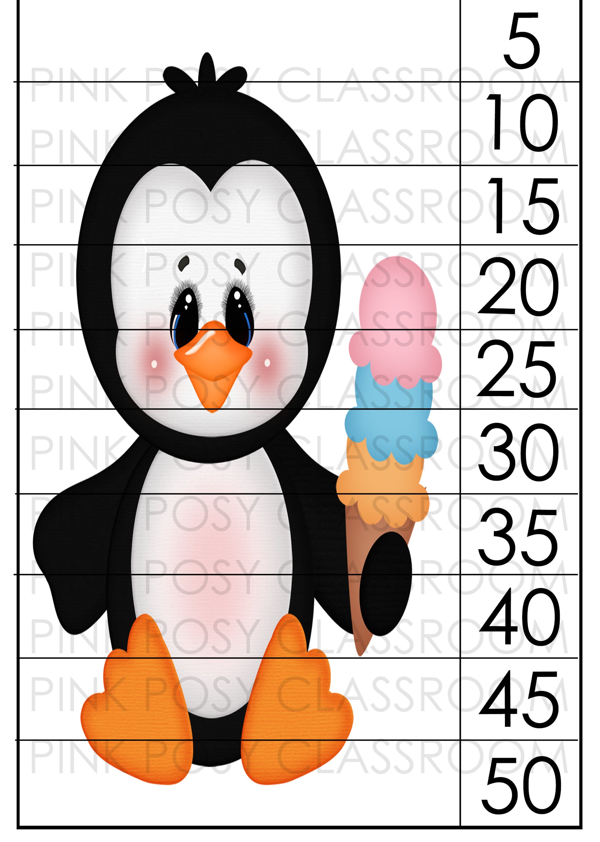 Penguin Puzzles Skip Counting Number Puzzles Classroom Etsy