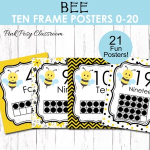 Bee Ten Rahmenposter, Klassenzimmer-Zahlenanzeige, Mathe-Aktivität, Bildungsposter, Zählen lernen, Poster für die Schule, Zahlen lernen