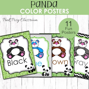 Panda Color Posters, Classroom Decor, Colors Recognition, Printable Color Posters, Homeschool Decor, Posters for School, Learning Colors