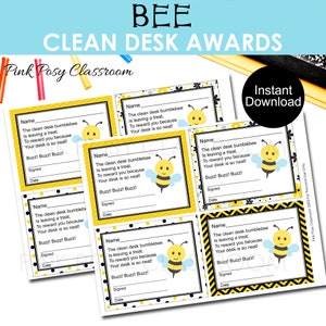 Bee Clean Desk Awards, Gestion de classe, Gestion du comportement, Récompense des étudiants, Téléchargement instantané, Ressources pour enseignants, Matériel de classe