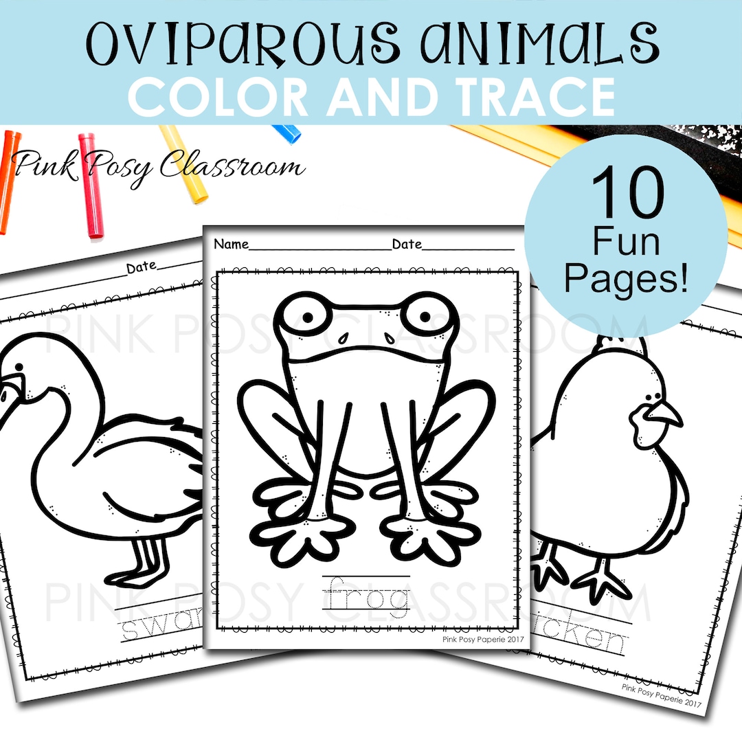 Oviparous Animal Coloring Pages, Color and Trace the Letters, Animal