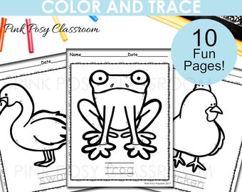 Oviparous Animal Coloring Pages, Color and Trace the Letters, Animal Activities for kids, Animal Coloring Pages for Kids, Instant Download