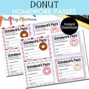 Donut-Hausaufgabenkarten, Klassenzimmer-Managment, Sofortiger Download, Lehrer-Ressourcen, Klassenzimmer-Material, Hausaufgaben-Vorlage, Klassenzimmer-Spiel