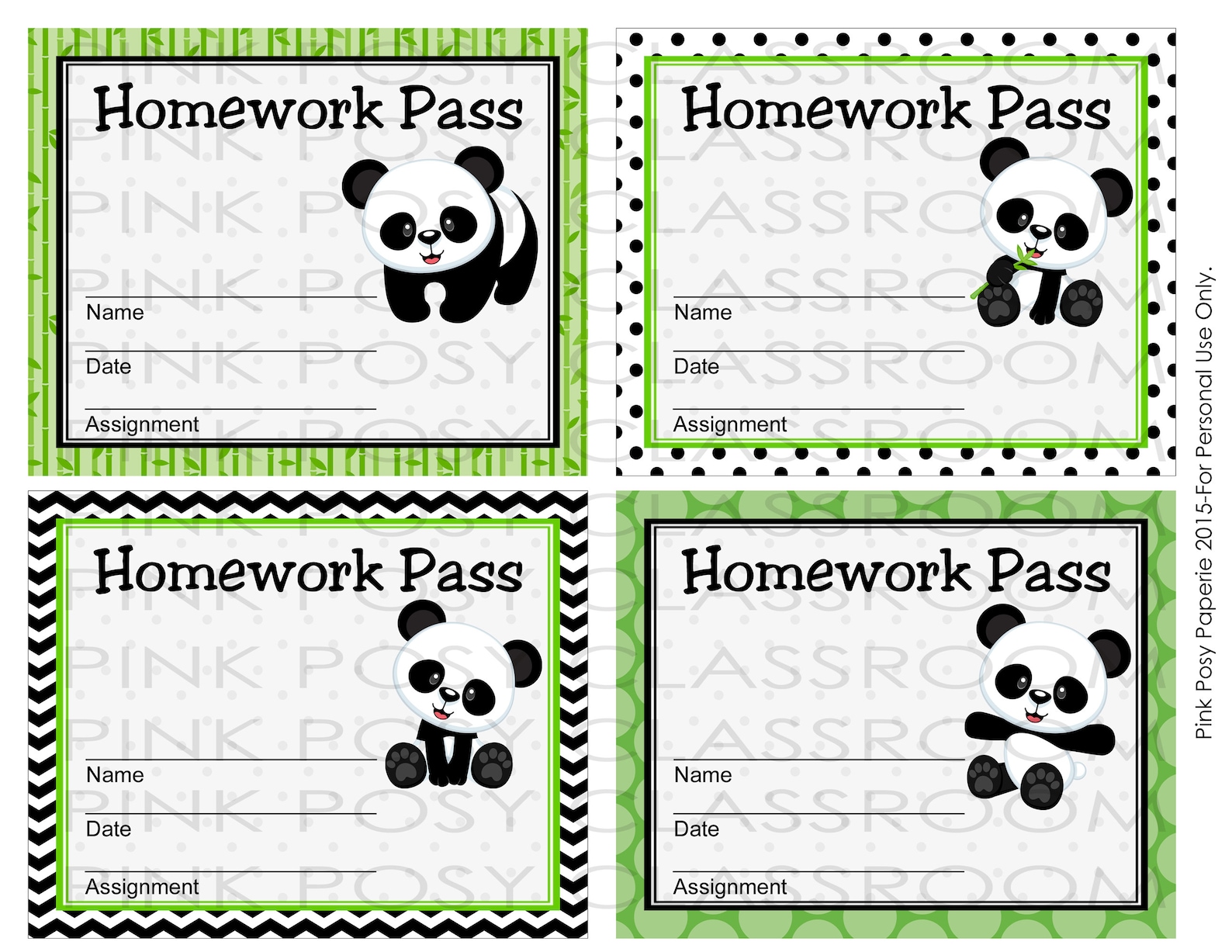Panda Homework Passes, Classroom Managment, Instant Download, Teacher ...