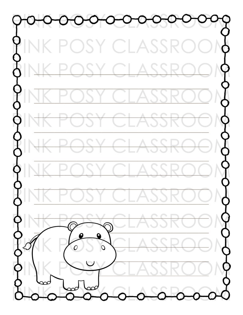 Jungle Animals Writing Paper, Safari Stationery, Printable Paper, Lined ...