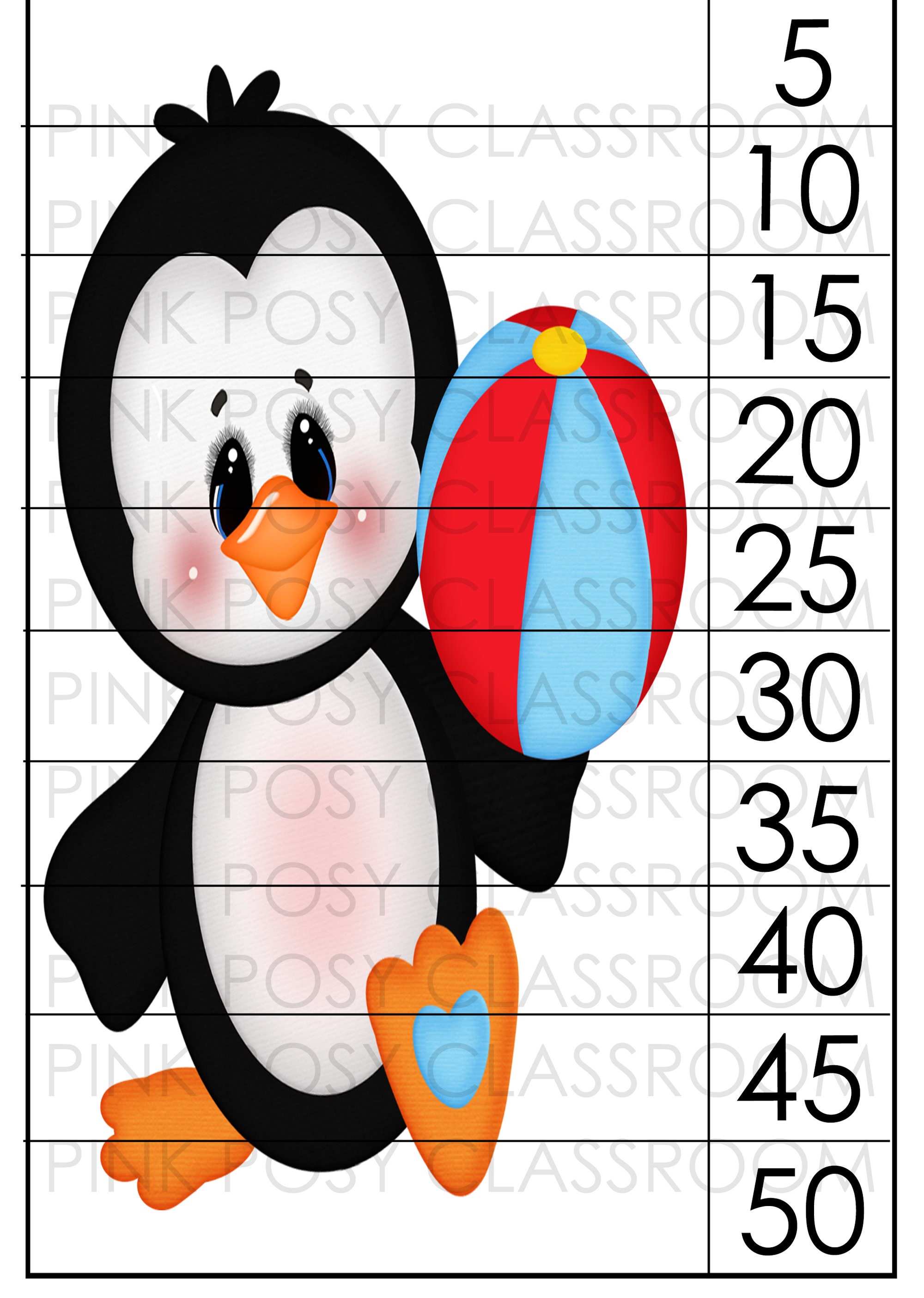 Penguin Puzzles Skip Counting Number Puzzles Classroom Etsy