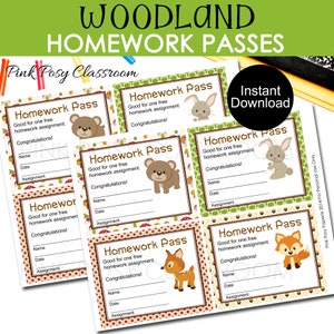 Woodland Hausaufgaben Pässe, Klassenzimmer Management, Sofort Download, Lehrer Ressourcen, Klassenzimmer Material, Hausaufgaben Vorlage, Klassenzimmer Spiel