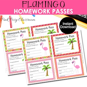 Flamingo Hausaufgaben Pässe, Klassenzimmer Management, Sofort Download, Lehrer Ressourcen, Klassenzimmer Material, Hausaufgaben Vorlage, Klassenzimmer Spiel