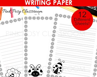 Insect Writing Paper, Insect Stationery, Printable Paper, Lined Paper ...