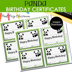 Happy Birthday Certificate, Panda Birthday Certificate, Classroom Reward, Certificate for School, Happy Birthday Award, School Birthday