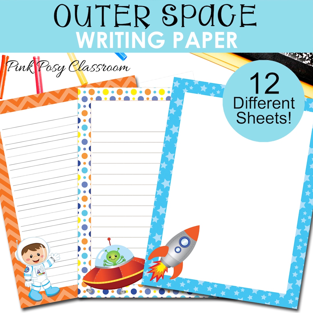Outerspace Writing Paper, Outer Space Printable Paper, Lined Paper