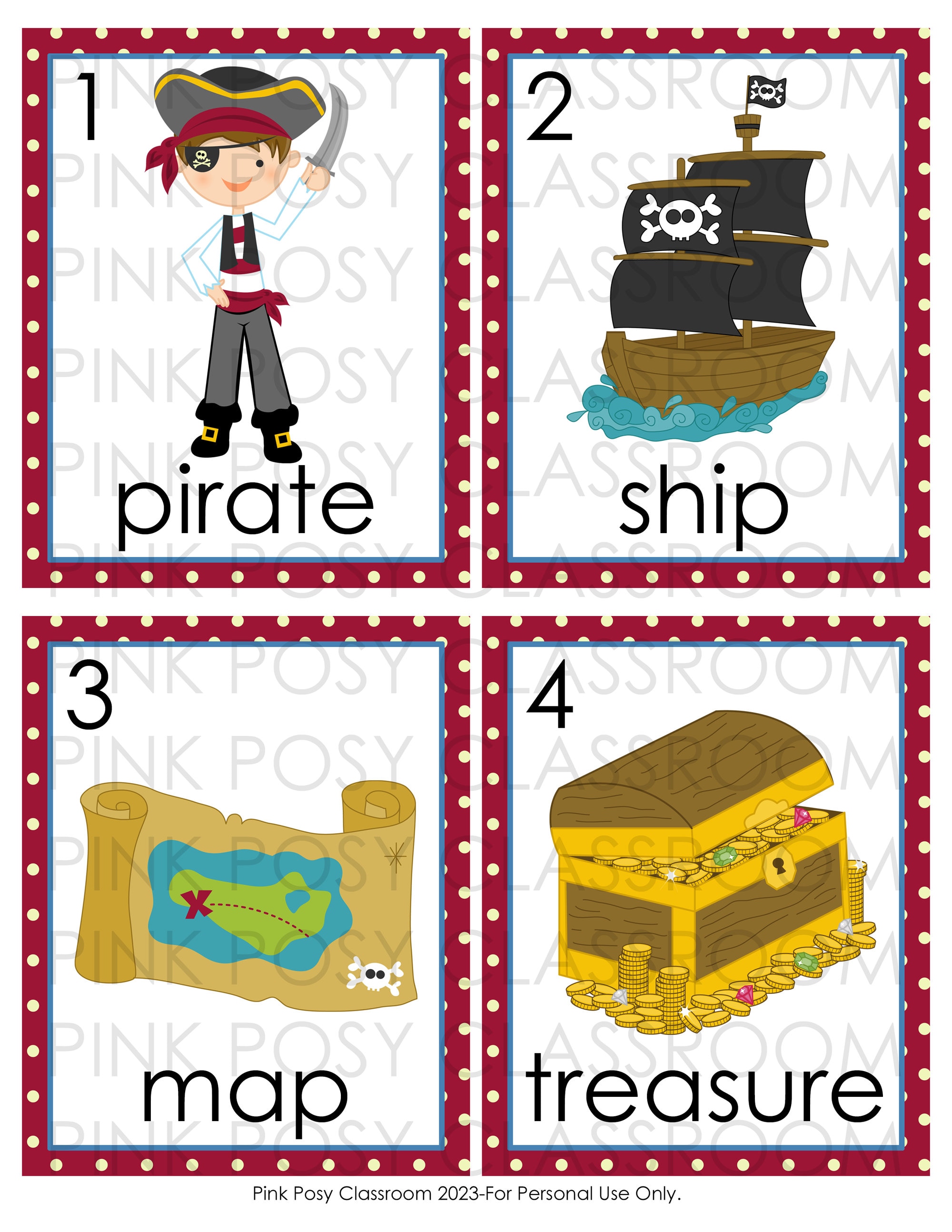 Pirate Vocabulary Cards Pirate Printable Literacy Center - Etsy UK