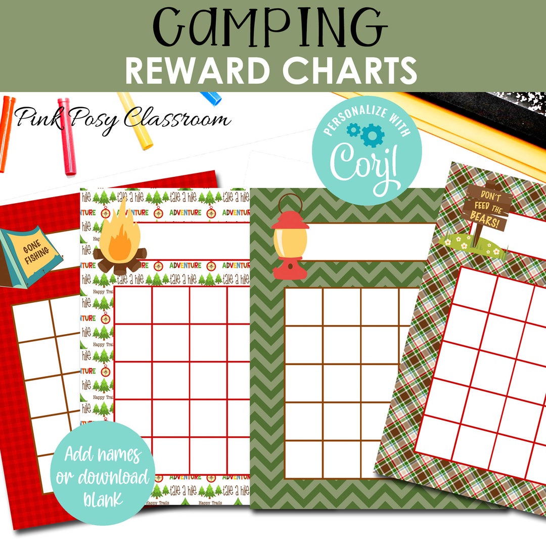 Editable Reward Charts Camping Reward Charts Classroom Etsy