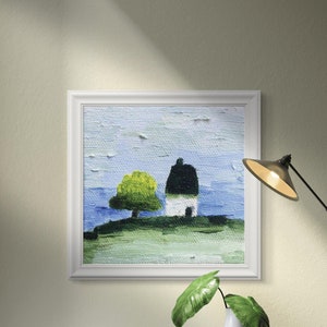 The House on the Hill Fine Art Print | Oil Painting | Digital Download | Printable Wall Art | Charming House Scene