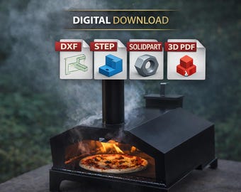 Horno de pizza de leña para cocinar al aire libre (dxf, step, solidpart, pdf 3d)