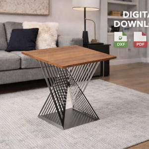 Geometrische Beistelltisch-Pläne aus Metall – DXF-, PDF- und SolidWorks-Dateien