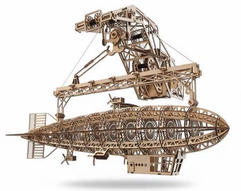 Zeppelin-luchtschip lasergesneden houten steampunk-luchtschip 3D-model/volledig gemonteerd