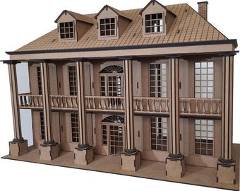 Houten houten poppenhuis Southern Victorian Mansion 65 cm 3D-model volledig gemonteerd