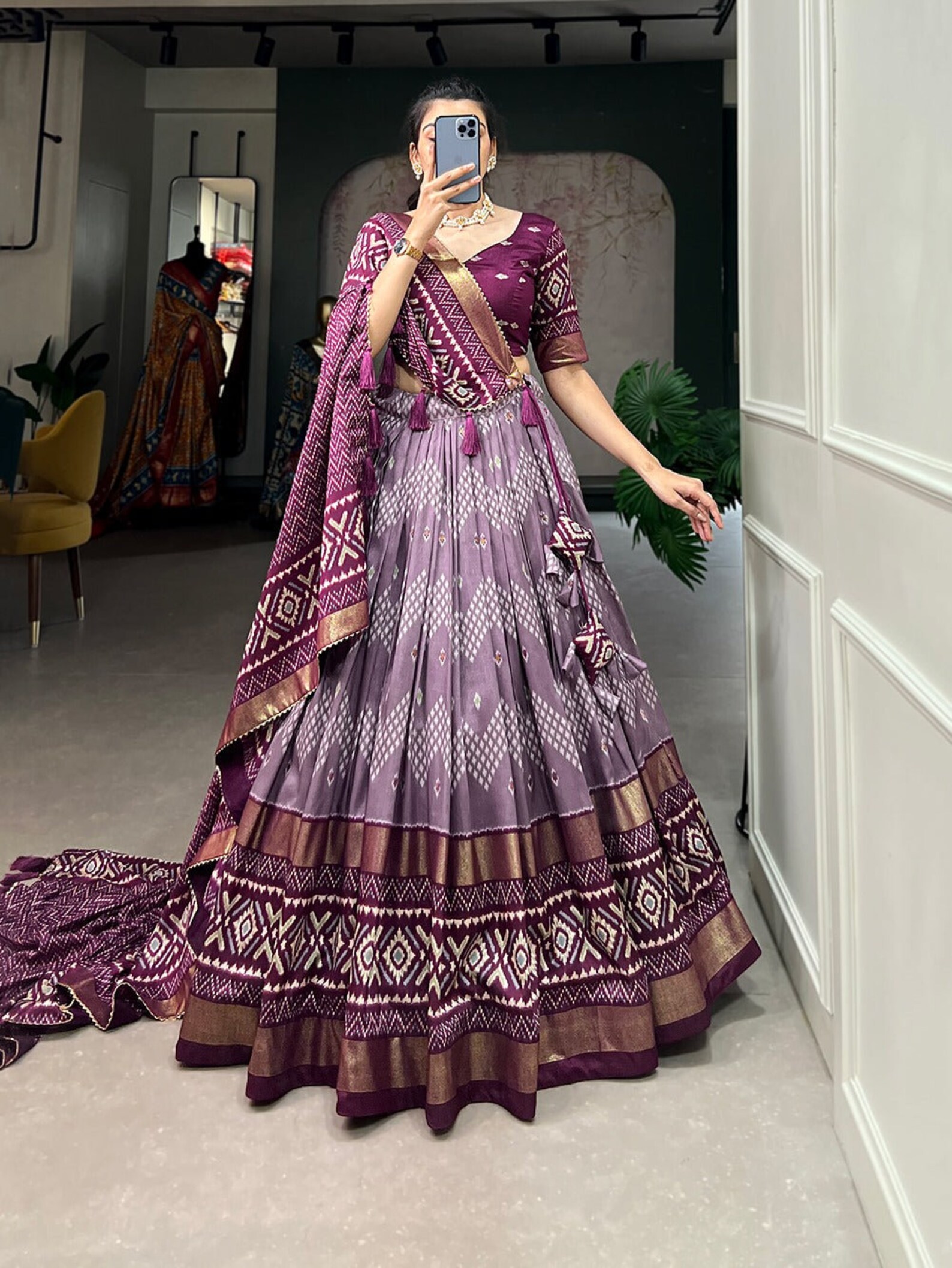Luxury Net Lehenga Blouse & Dupatta with Thread & Sequin Embroidery Perfection