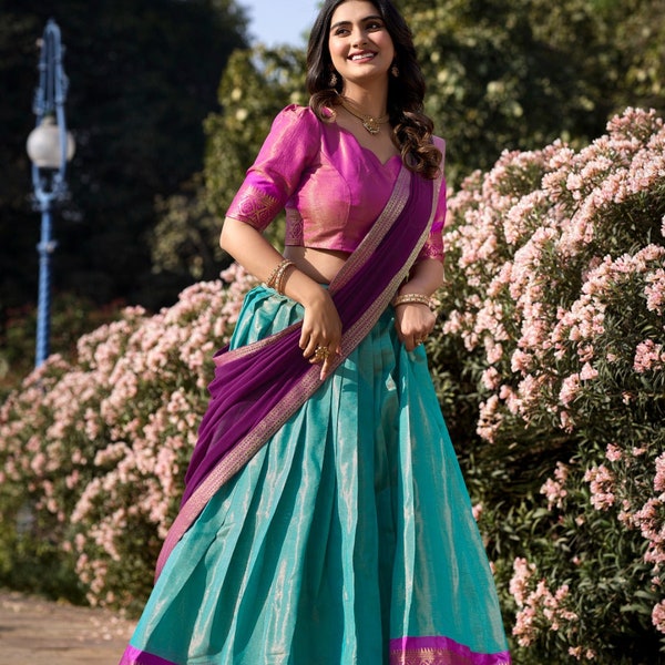 KRISHIKA Aastha Silk Lehenga Choli with Zari Weaving & Georgette Dupatta | Fully Stitched Wedding Wear