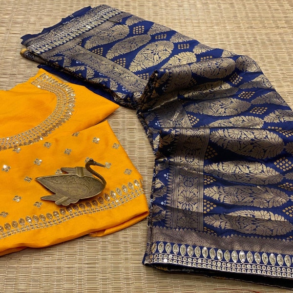 Banarasi Bandhani Silk Saree With Real Zari Weaving With Embroidery Work Border, Listing ID: PRE8729628311834