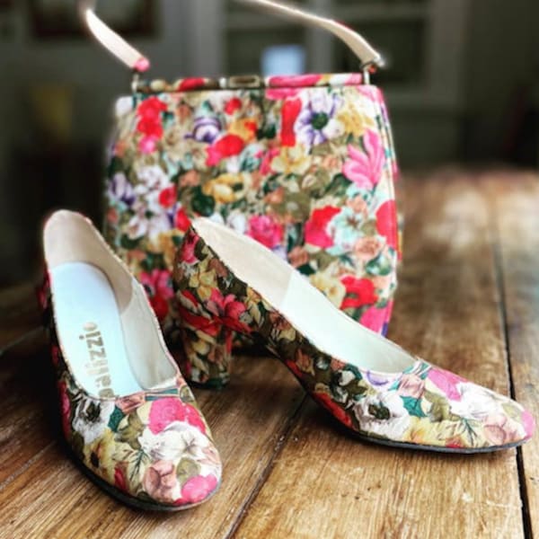 Floral shoes with matching purse