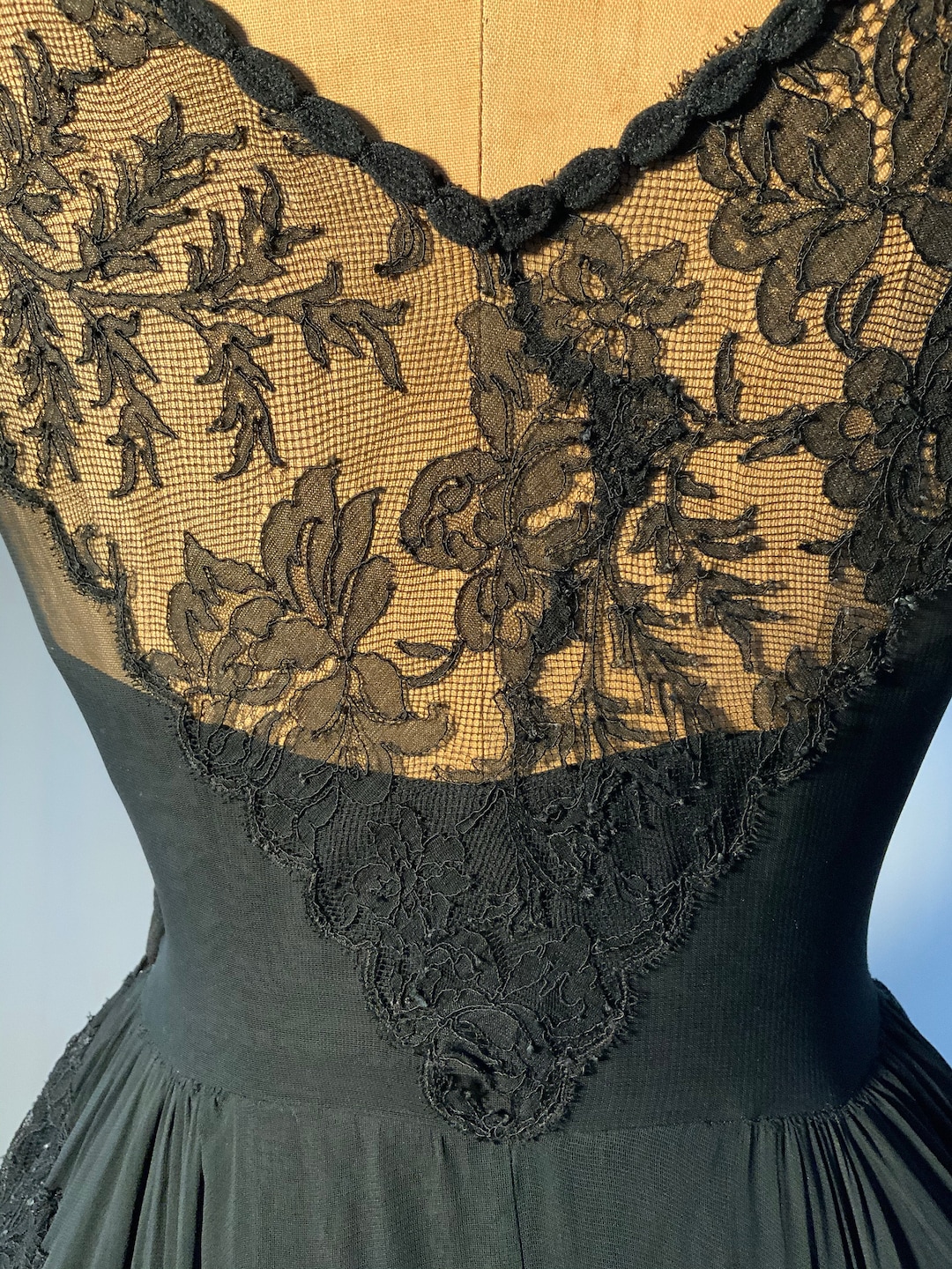 1950s Edith Small Lace Cocktail Dress